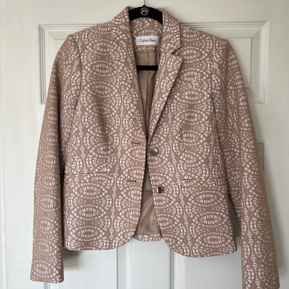 Calvin Klein Taupe Lace Blazer